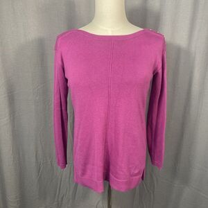 Talbots Knit Pink Boat Neck LS Pullover Sweater Women S Cotton Blend Preppy Warm